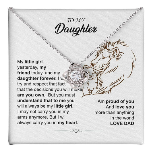 Dad to Daughter Lion Heart Necklace Gift