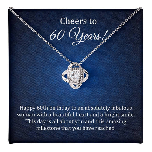 60th Birthday Necklace Gift with Elegant Message Card