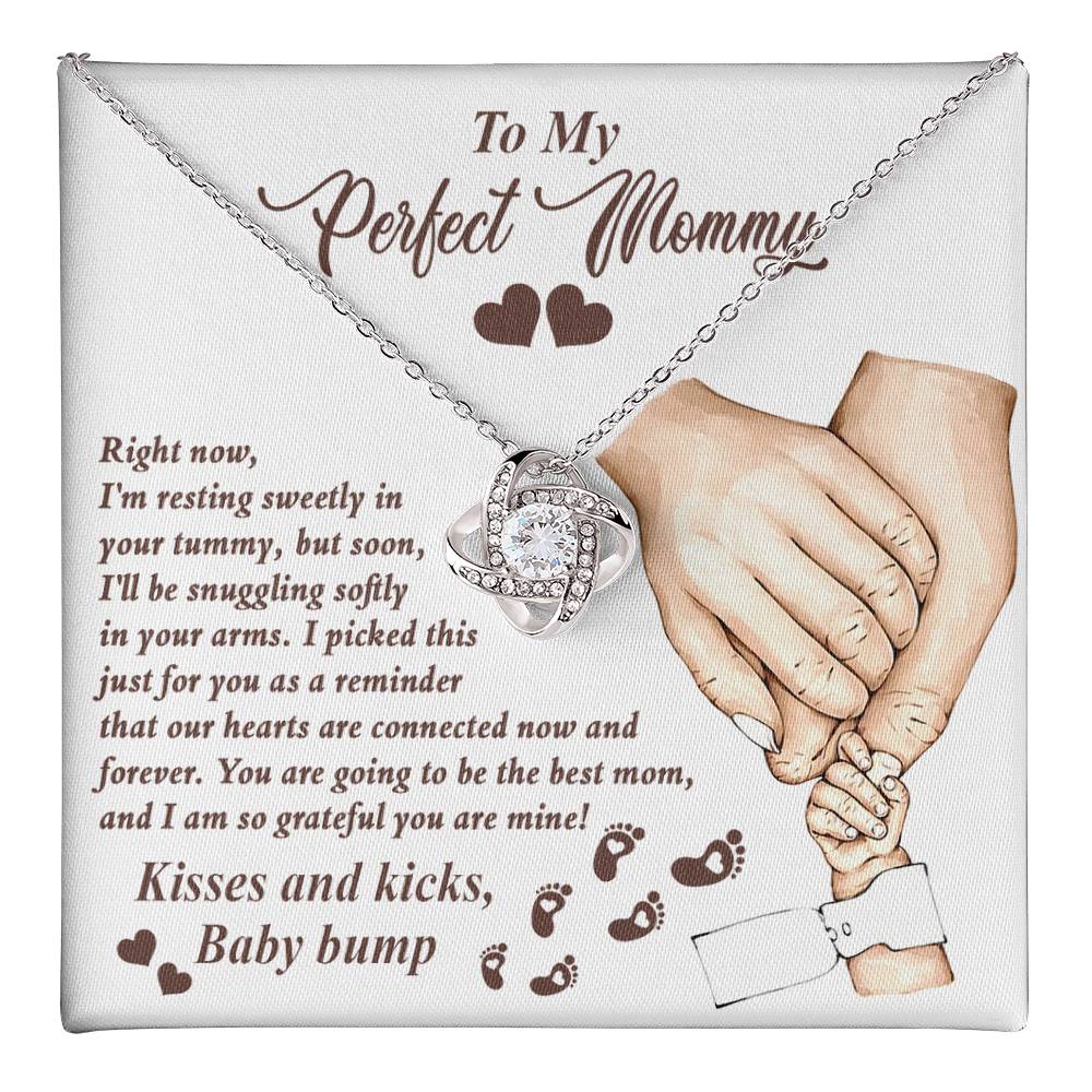 To My Perfect Mommy Necklace, Expecting Momma Gift For Mother's Day, Gift For Pregnant Mom, Love Kisses And Kicks, Baby Bump Necklaces With Meaningful Messages Card Inside.