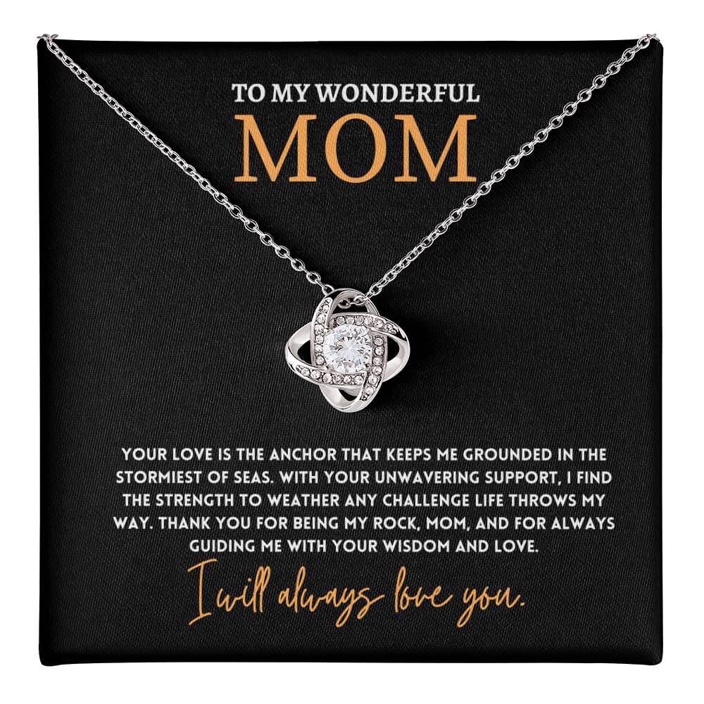 To My Wonderful Mom, Anchor Of Love Necklace Gift Engraved Love And Strength Pendant Best Mother's Day Rock And Anchor Necklace Best Unwavering Support Tribute Necklace Unique Mother's Day Love And Guidance Necklace