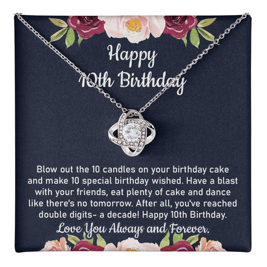 10th Birthday Necklace Gift for Daughter With Message Card