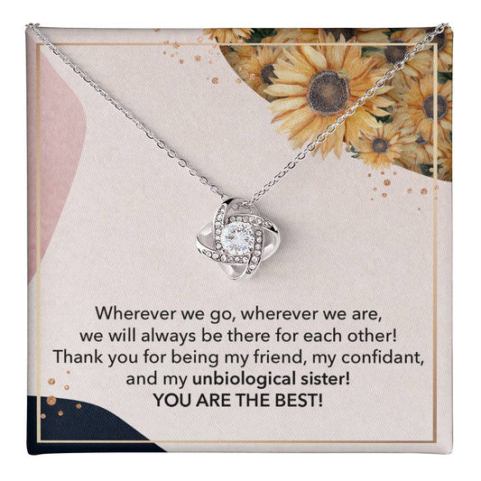 Unbiological Sister Necklace Gift with Heartfelt Message Card for Best Friend