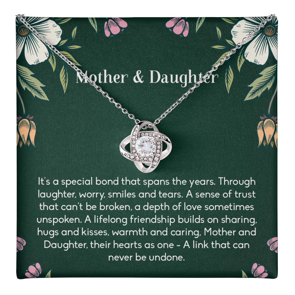 Mother and Daughter Necklace Gift – Love Knot Pendant with Sentimental Bond Message Card