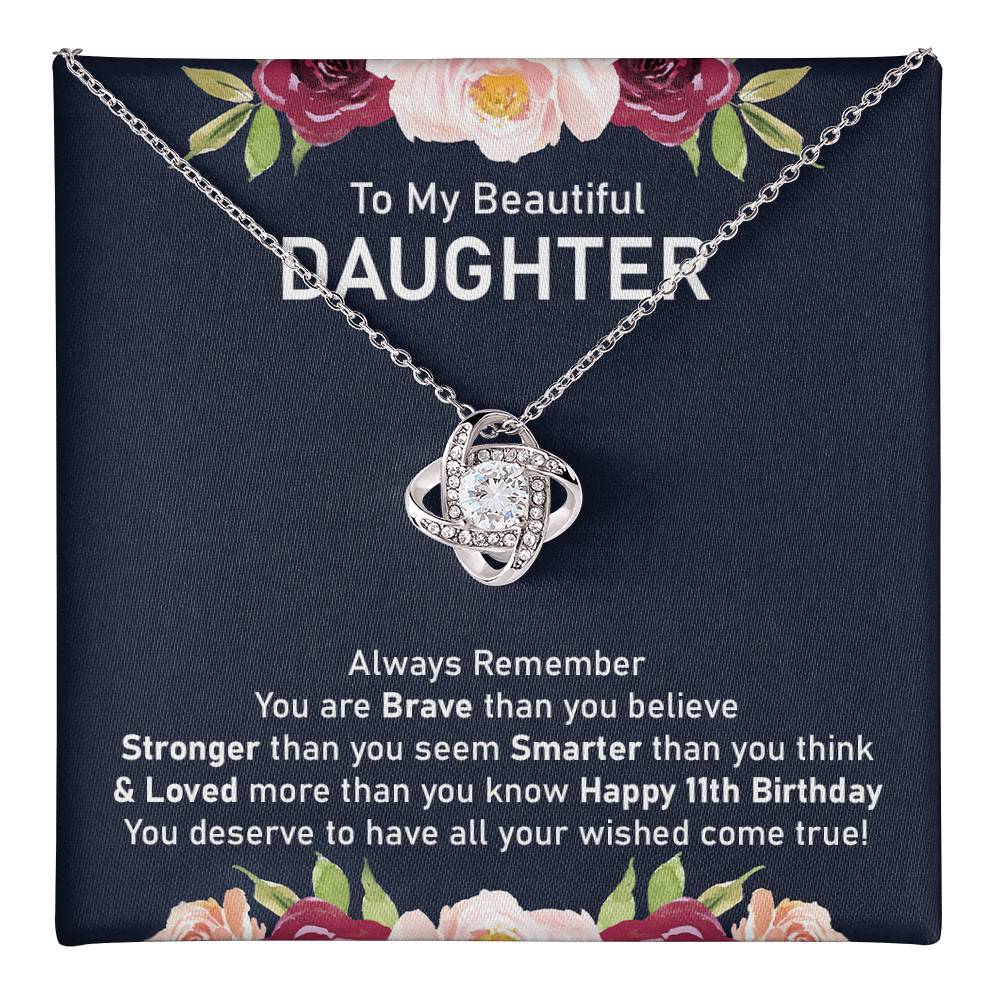 11th Birthday Necklace Gift for Daughter With Message Card
