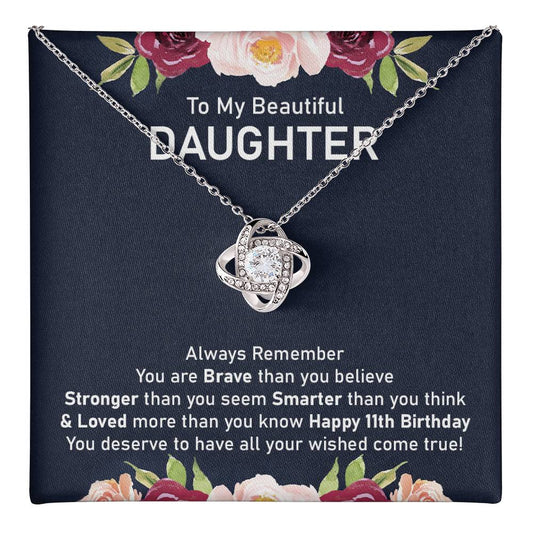 11th Birthday Necklace Gift for Daughter With Message Card