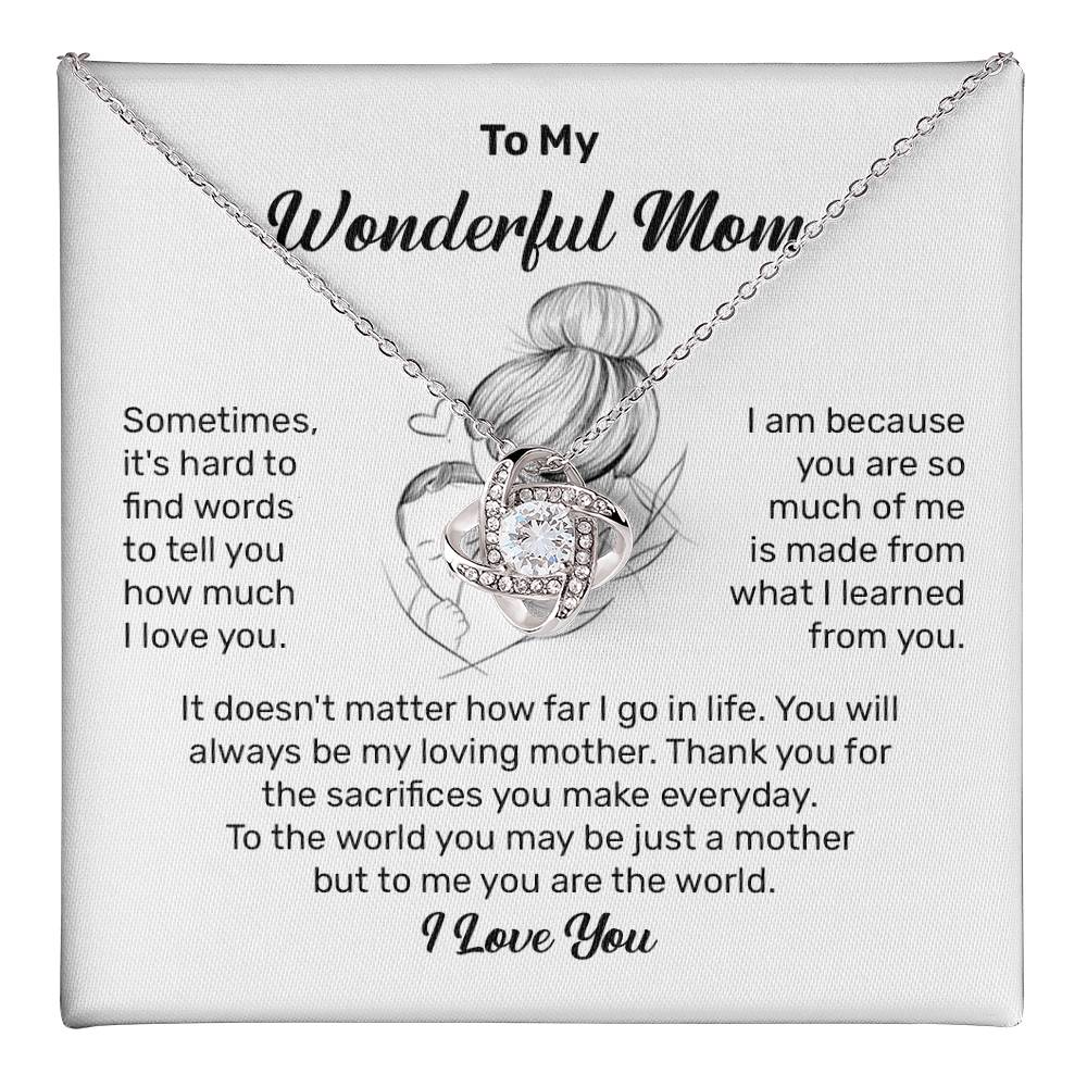 To My Wonderful Mom Heartfelt Necklace For Her Loving Jewelry For Mother's Day Thank You Gift Sentimental Necklace For Care Loving Pendant For A Cherished Bond Sentimental Pendant Appreciation Necklace For Her Thoughtful Necklace For Love And Support