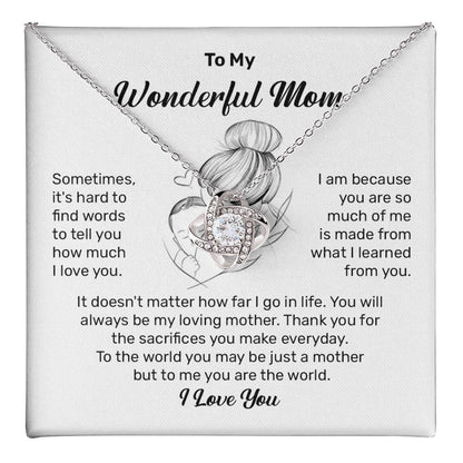 Wonderful Mom Necklace Gift – I Love You Message Card