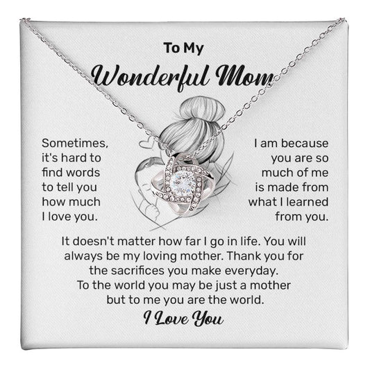 Wonderful Mom Necklace Gift – I Love You Message Card