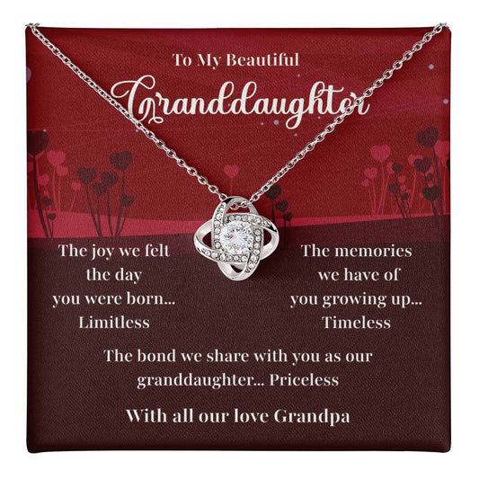 Granddaughter Necklace Gift from Grandpa with Message Card