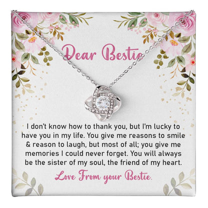 Best Friend Necklace Gift for Her with Floral Message Card from Bestie