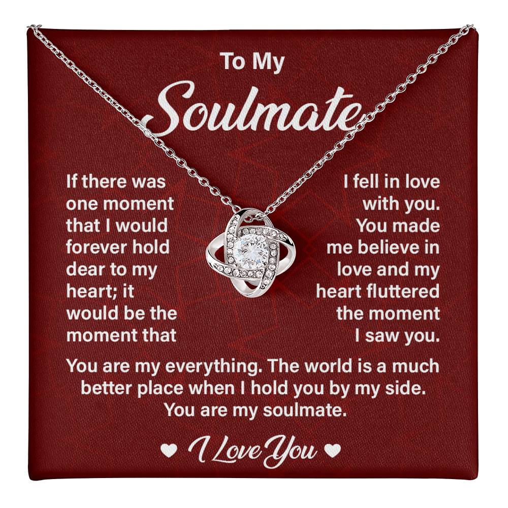 Soulmate Necklace Gift for Her with Love Quote