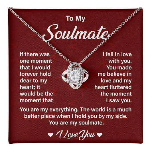 Soulmate Necklace Gift for Her with Love Quote