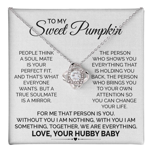 Sweet Pumpkin Necklace Gift from Husband with Card