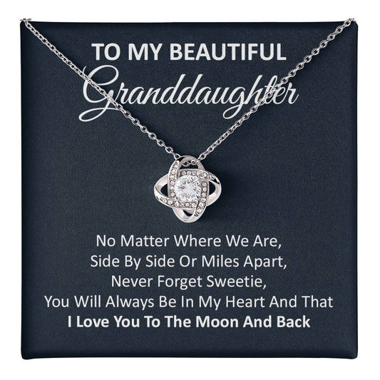 Granddaughter Necklace Gift with Moon and Back Quote