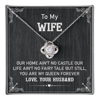 Wife Necklace Gift from Husband with Heartfelt Queen Message Card