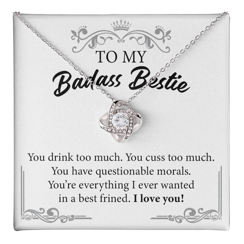 Badass Bestie Necklace Gift with Funny Message Card