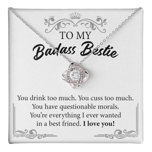 Badass Bestie Necklace Gift with Funny Message Card
