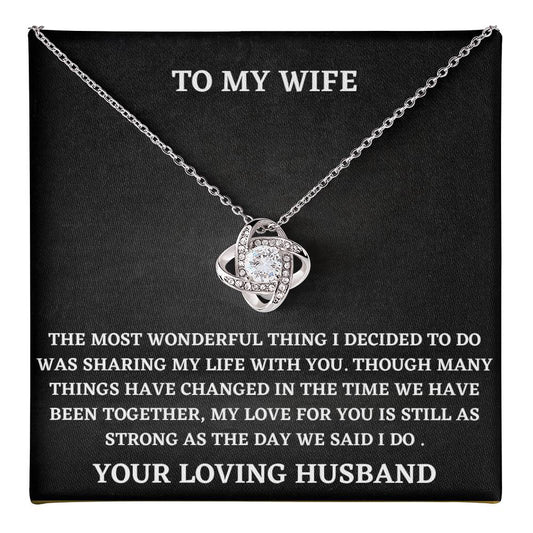 Wife Love Knot Necklace Gift from Husband – Heartfelt Pendant with Message Card