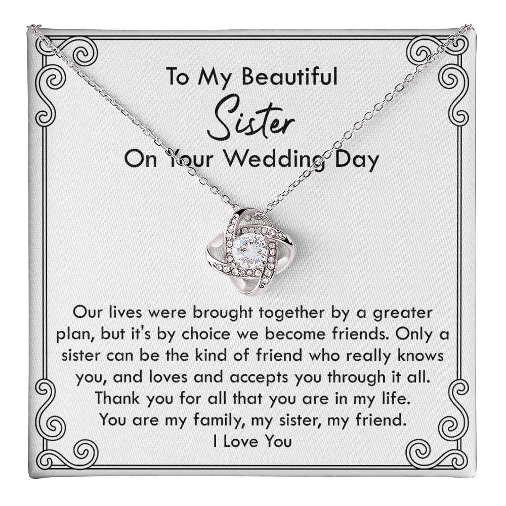 Wedding Day Necklace Gift for Sister from Sibling with Message Card