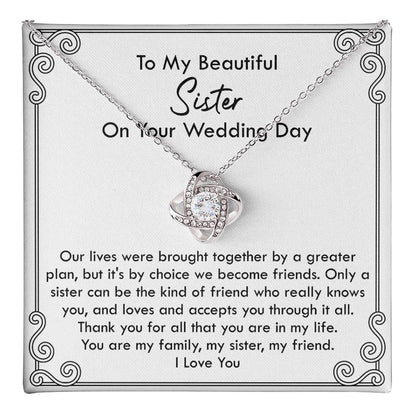 Wedding Day Necklace Gift for Sister from Sibling with Message Card