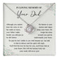 Memorial Necklace for Dad Loss with Message Card