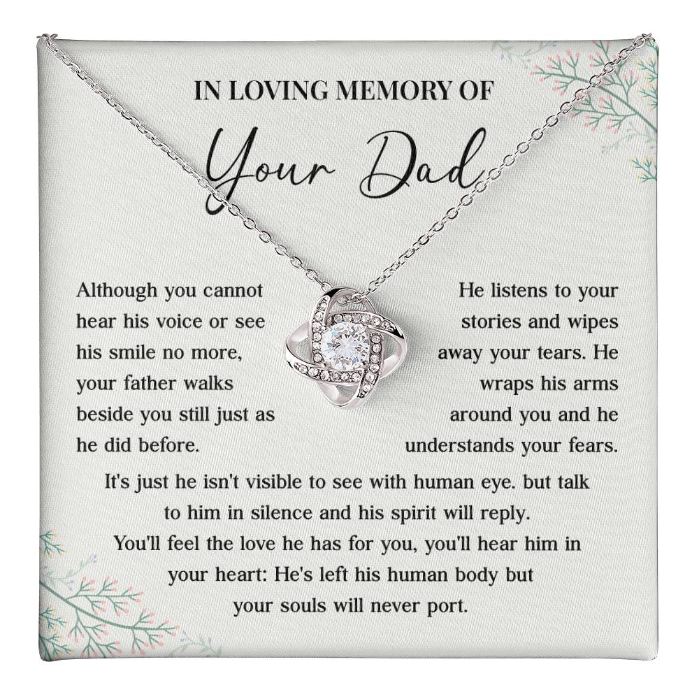 Memorial Necklace for Dad Loss with Message Card