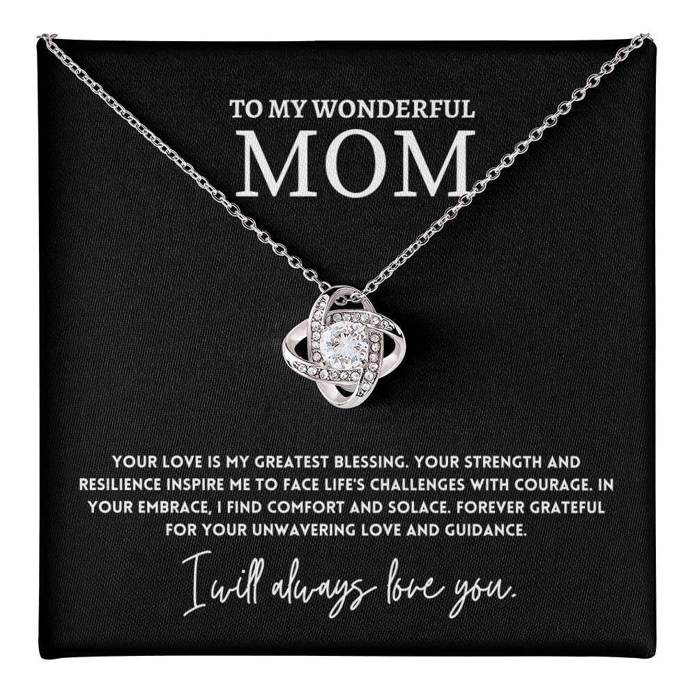 To My Wonderful Mom, Greatest Blessing Necklace Gift Love And Guidance Engraved Jewelry Best Mother's Day Unwavering Love Jewelry Gift Strength And Love Mother’s Day Jewelry Gift Unique Necklace Necklace Gift From Daughter