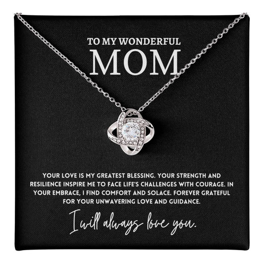 To My Wonderful Mom Necklace Gift with Message Card