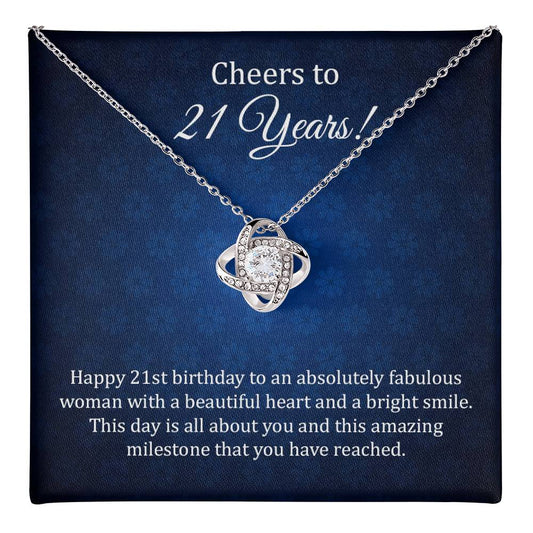 21st Birthday Necklace Gift with Elegant Message Card