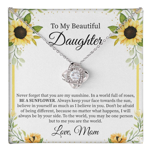 Daughter Necklace Gift from Mom with Sunflower Card