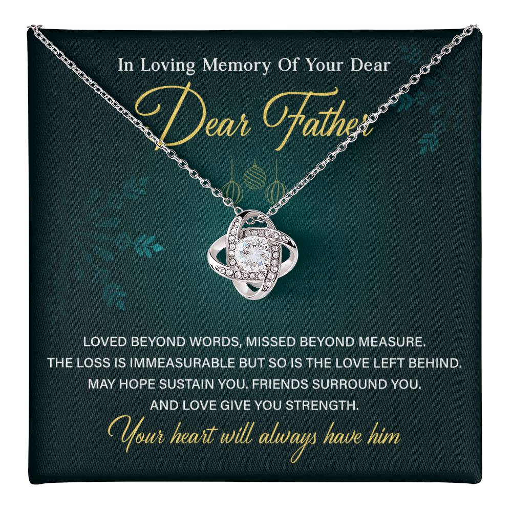 Memorial Necklace for Loss of Father with Card