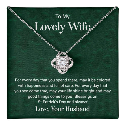 Wife St. Patrick's Day Necklace Gift Box & Card