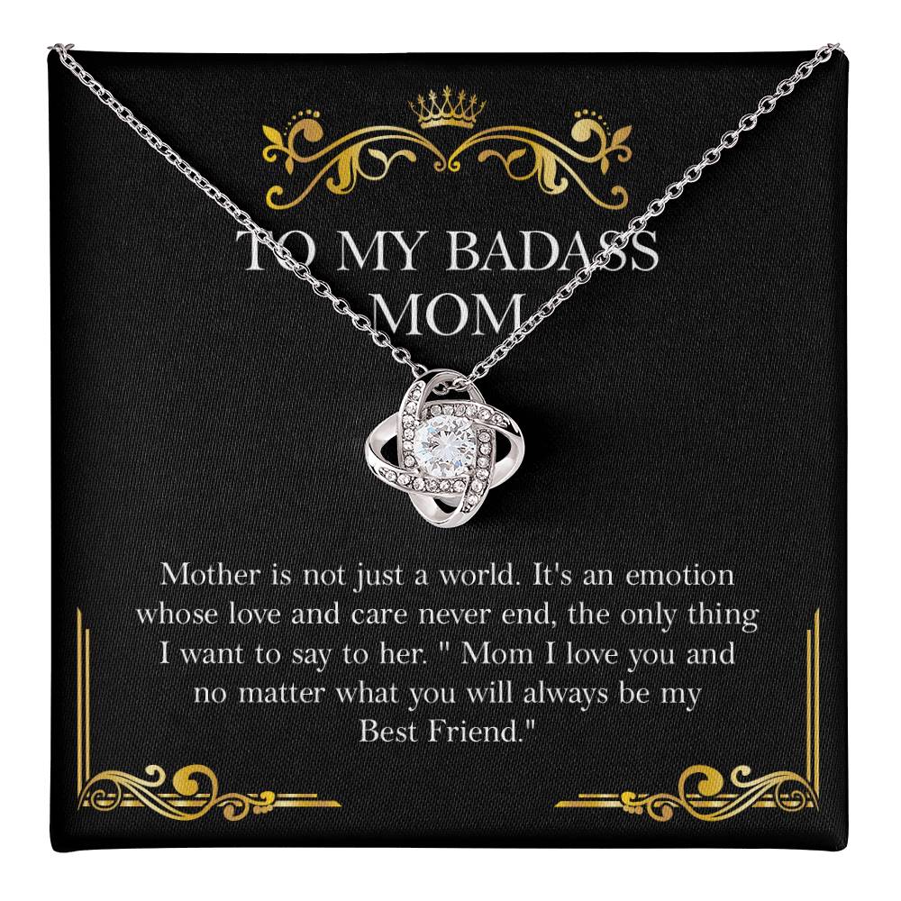 Badass Mom Necklace Gift with Message Card from Daughter or Son