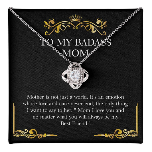Badass Mom Necklace Gift with Message Card from Daughter or Son