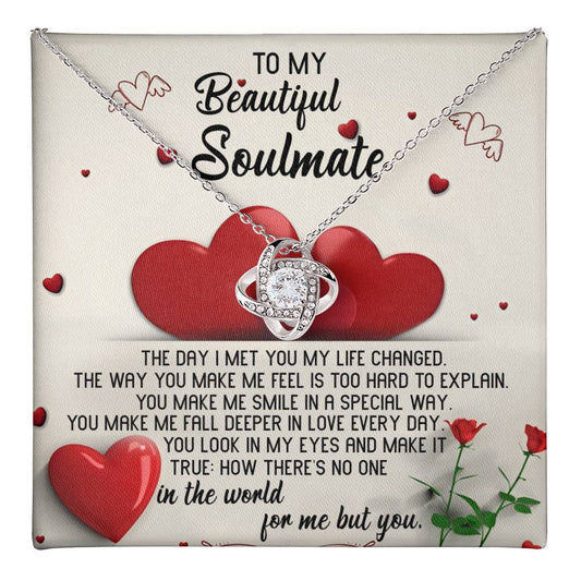 Soulmate Necklace Gift for Her – Romantic Message Card