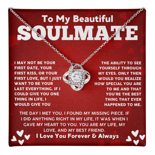 Soulmate Necklace Gift for Her with Message Card