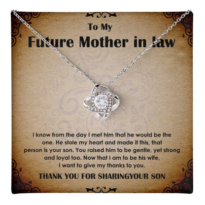 Future Mother-in-Law Necklace Gift from Bride with Vintage Message Card