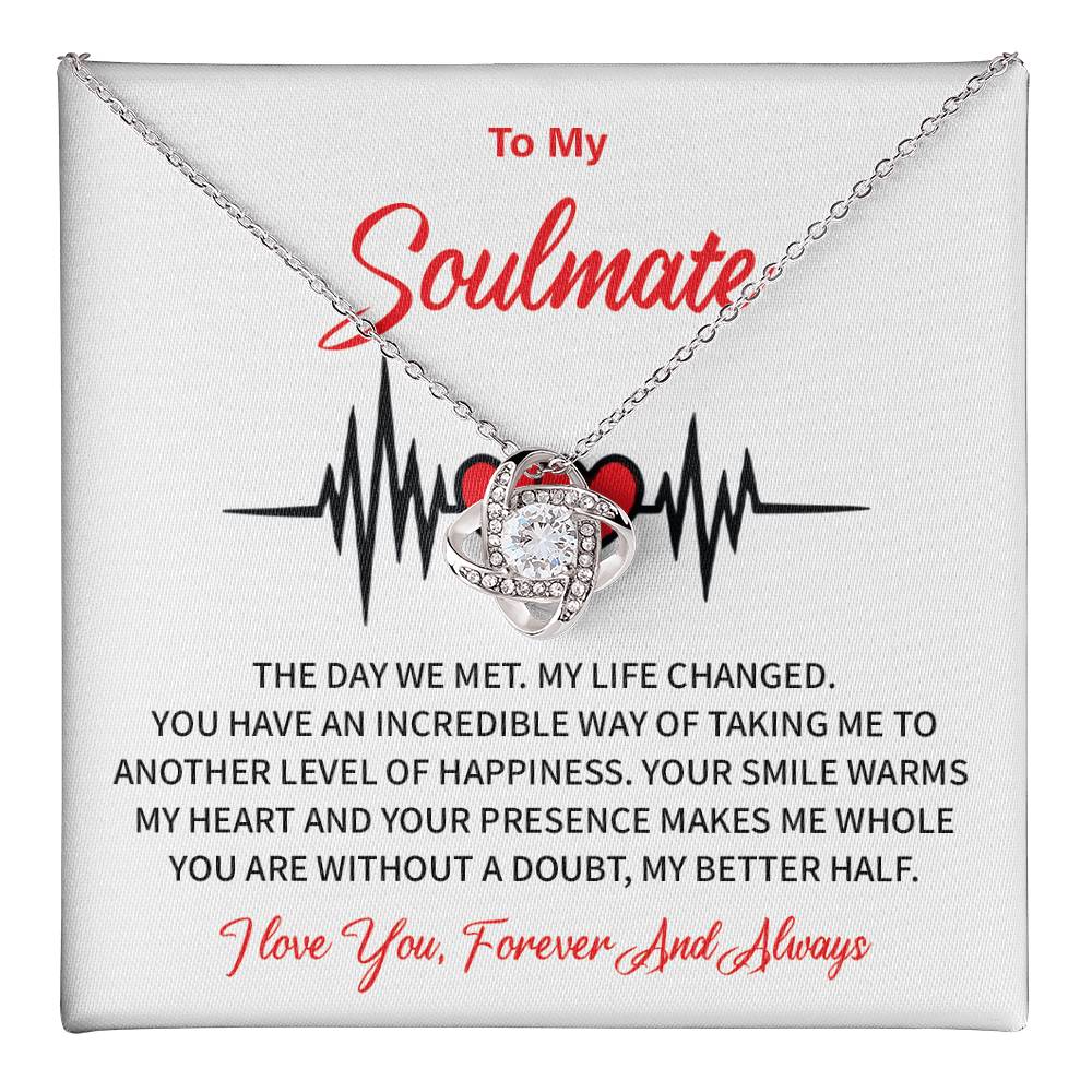 To My Soulmate Love Knot Necklace Gift for Wife