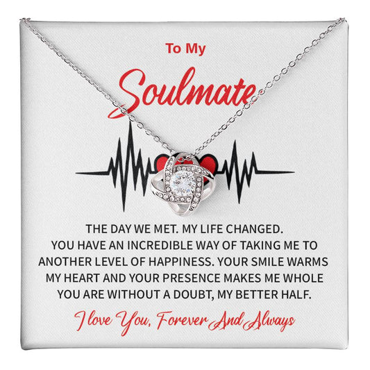 To My Soulmate Love Knot Necklace Gift for Wife