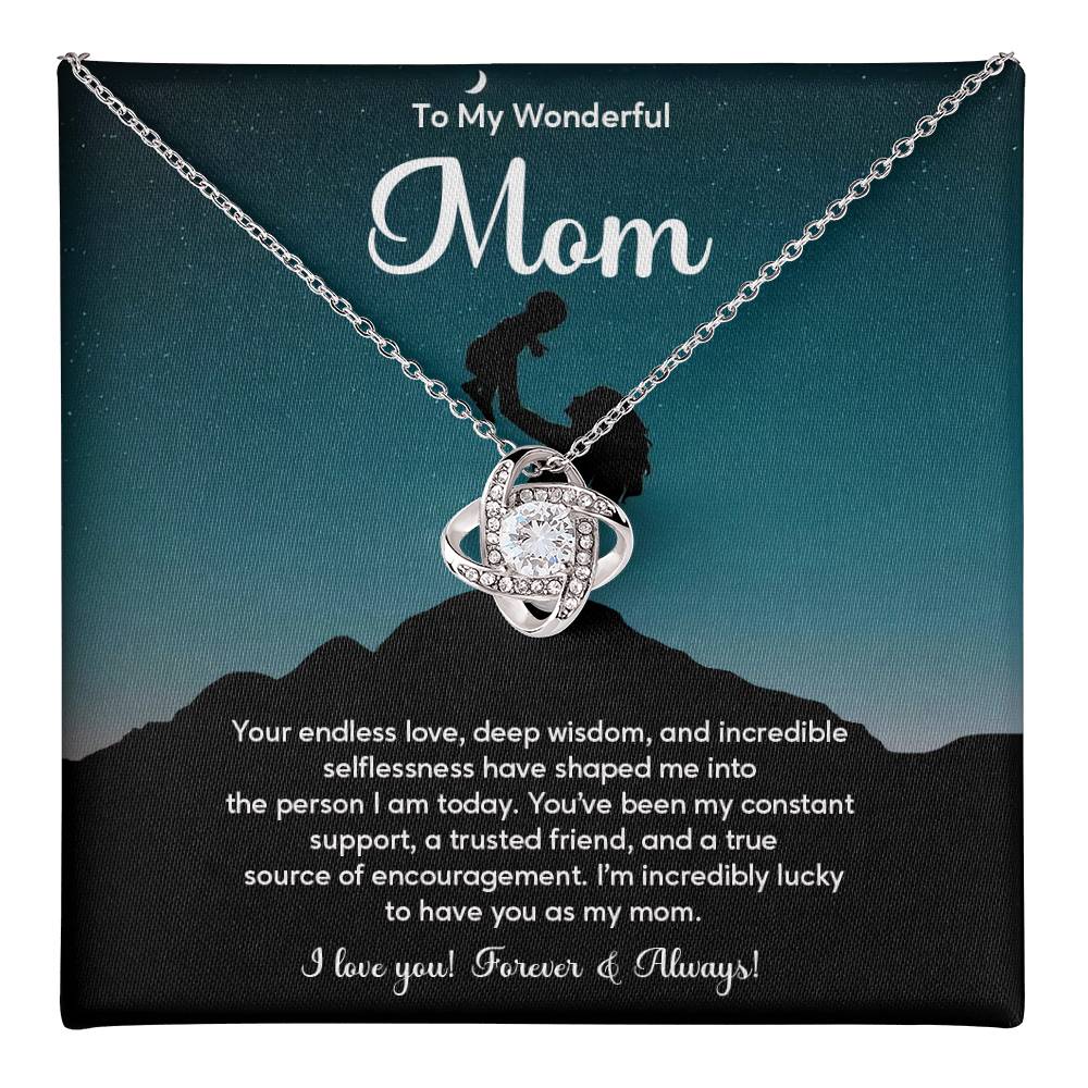 To My Wonderful Mom Elegant Jewelry Thoughtful Necklace For Love And Care Sweet Gift For Lifelong Support Sentimental Jewelry Heartfelt Necklace For Lifelong Bond Thank You Pendant For Support Sentimental Necklace Thank You Gift