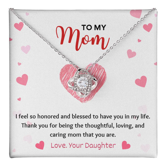Mom Necklace Gift from Daughter – Message Card and Box