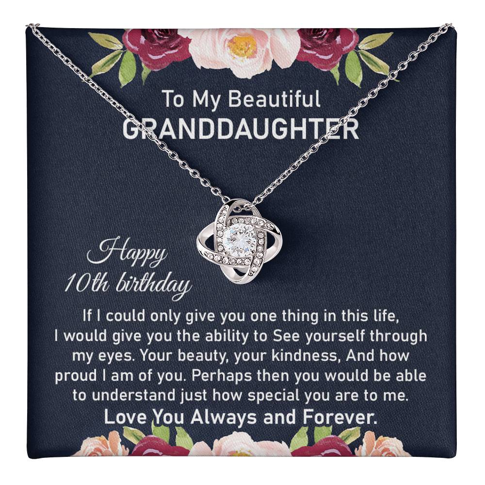 10th Birthday Necklace for Granddaughter With Message Card
