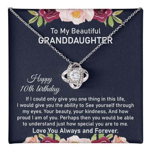 10th Birthday Necklace for Granddaughter With Message Card