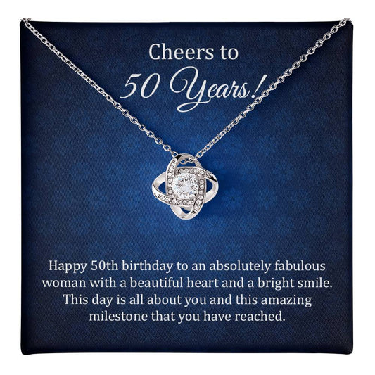 50th Birthday Necklace Gift with Elegant Milestone Card