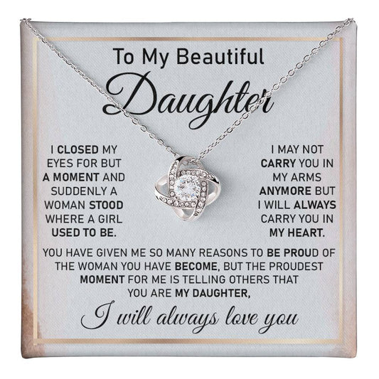 Daughter Necklace Gift with Proud Parent Message