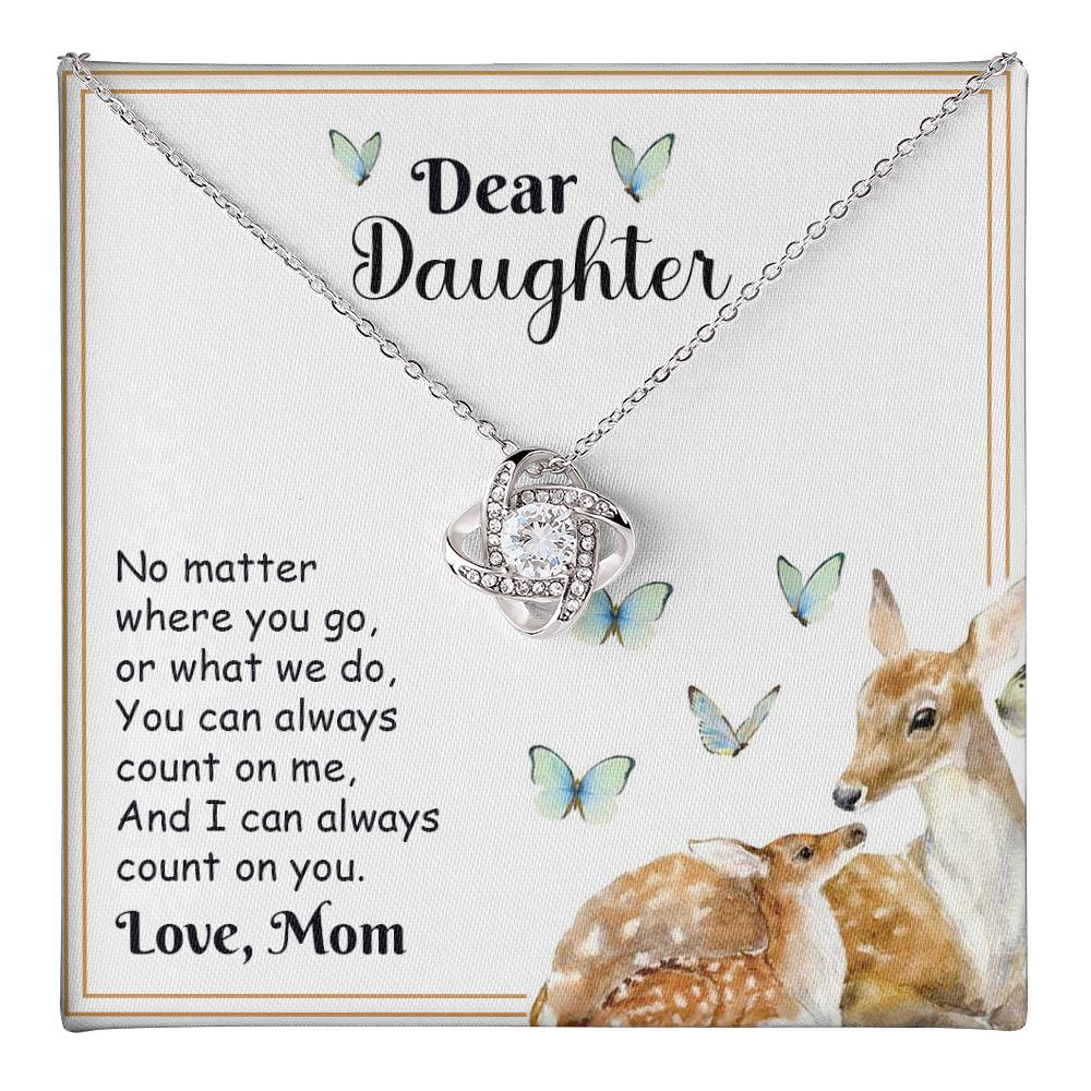 Dear Daughter Necklace Gift from Mom – with Deer and Butterfly Message Card