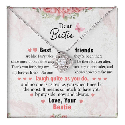 Best Friend Necklace Gift for Her – Love Knot Pendant with Cute Message Card