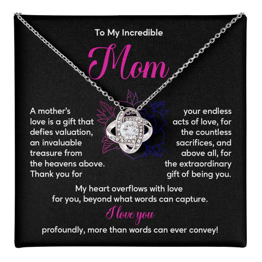 Incredible Mom Necklace Gift with Message Card