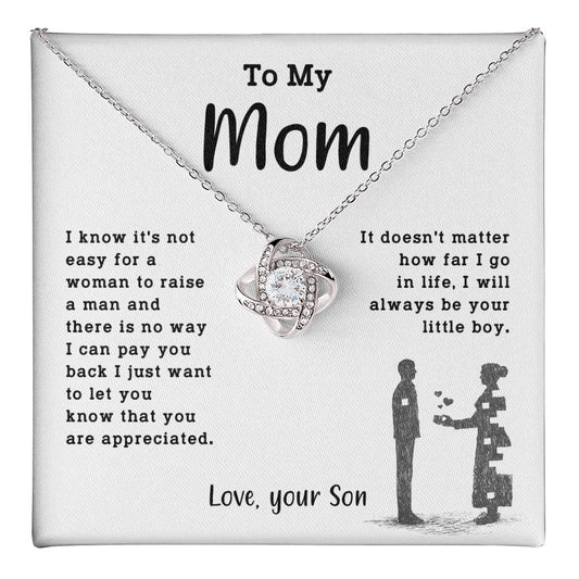Necklace Gift for Mom From Son With Message & Jewelry Box