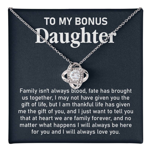 Bonus Daughter Necklace Gift with Family Forever Note